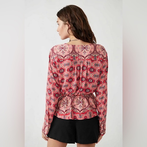 Free People Falling For You Floral Print Peplum Top - Picture 3 of 12